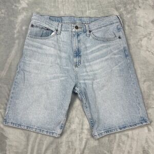 Wrangler Shorts Mens 33 Blue Denim Light Wash Mid Rise 5-Pocket Design Outdoor